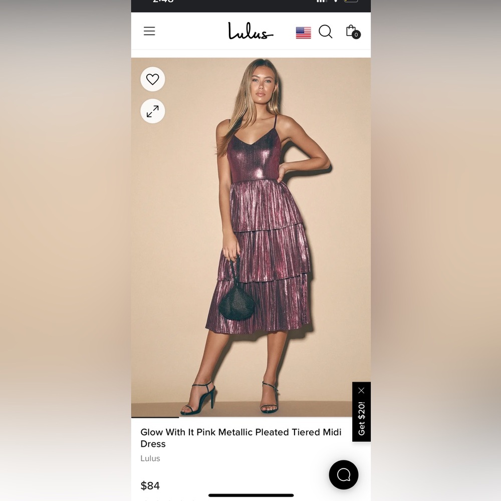 Lulu’s Pleated Tiered Metallic Dress